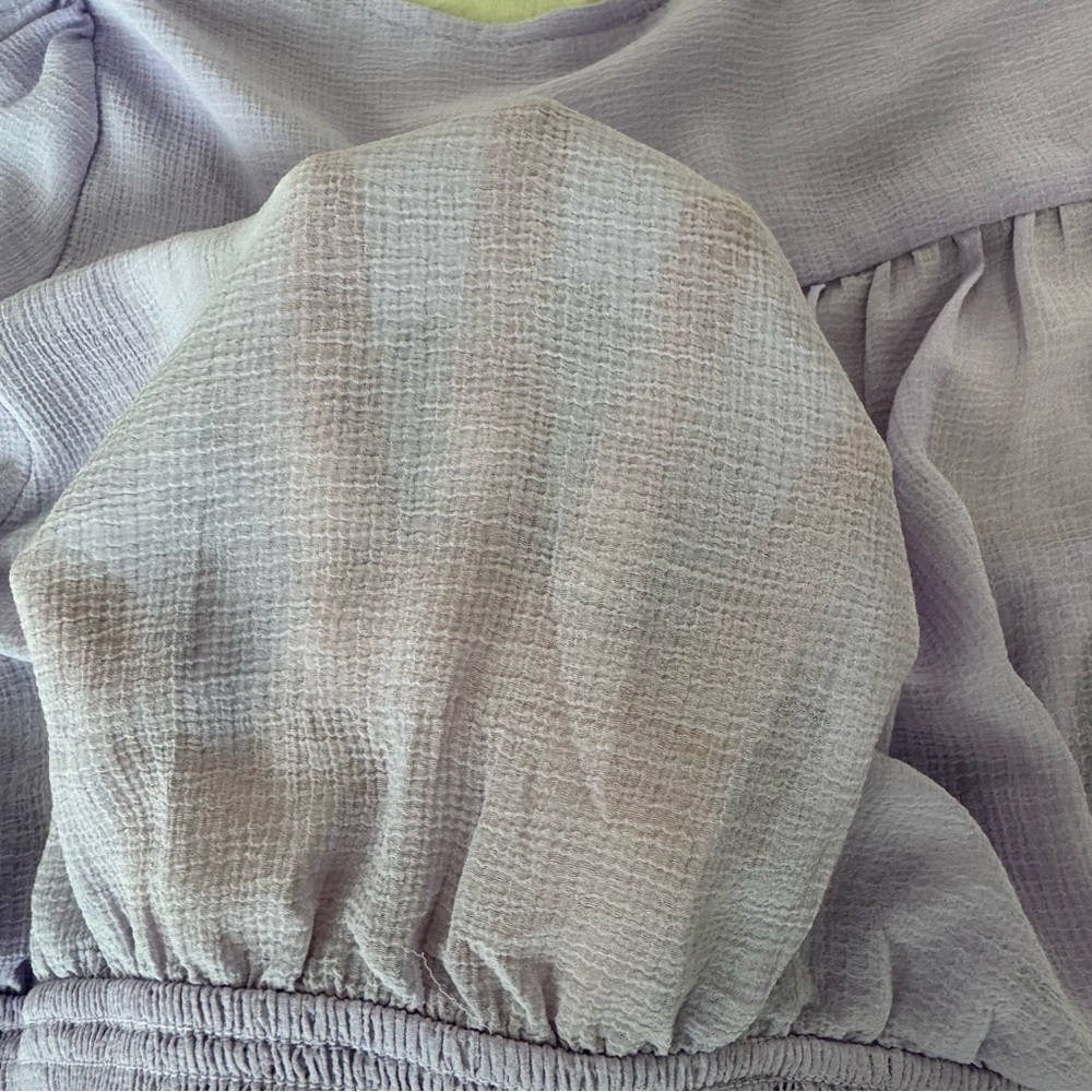 Free‎ People Lolita Top Lavender Purple Sheer Long Sleeve Ruffle Smocked Medium - Picture 9 of 11